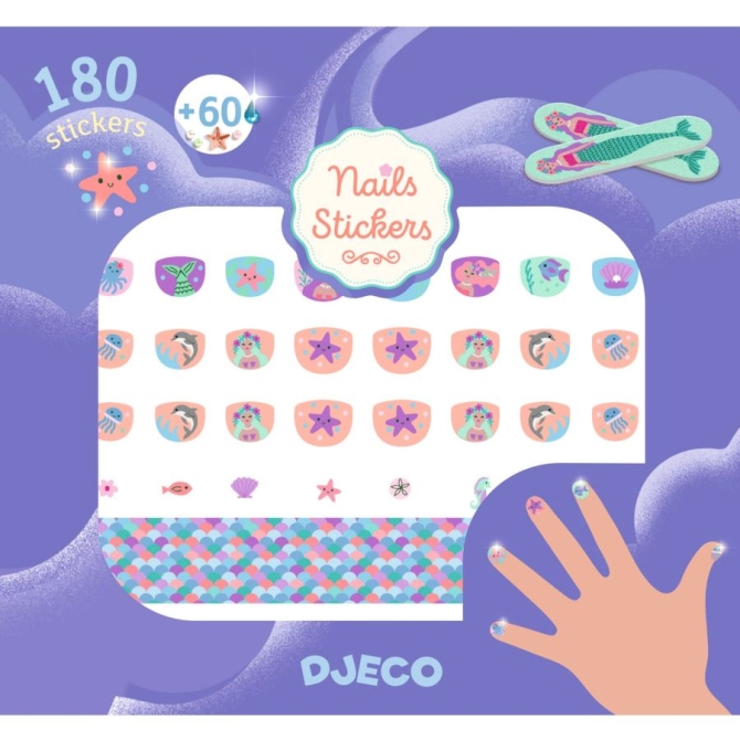 180 Autocollants � Ongles Paillettes Douceur Marine 