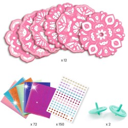 Kit 2 Toupies et 12 Disques Flower � M�talliser- DIY. n�4