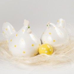 Coq Porcelaine Blanc  Pois jaunes. n1