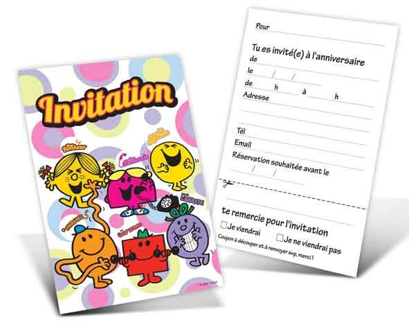 6 invitations Monsieur Madame 