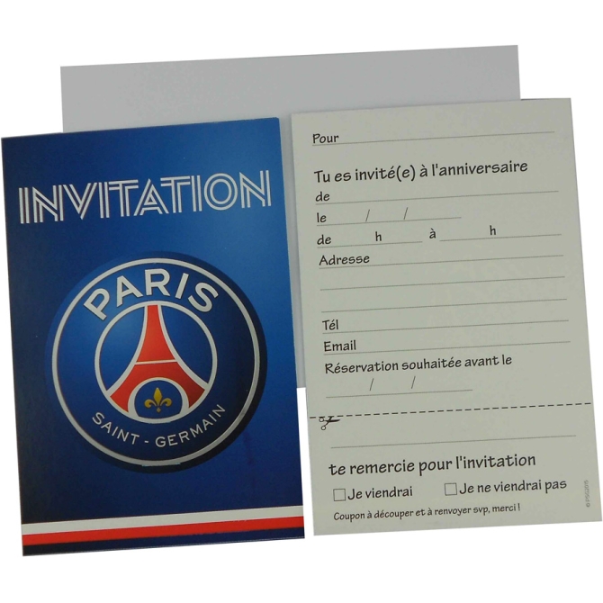 6 Invitations Foot PSG 