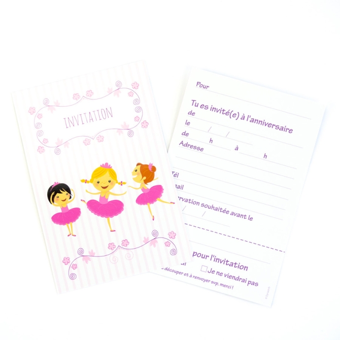 6 Invitations Ballerine Jolie 