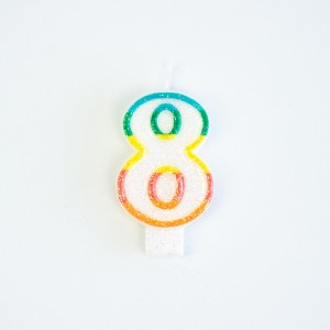 Bougie Chiffre 8 Rainbow Glitter