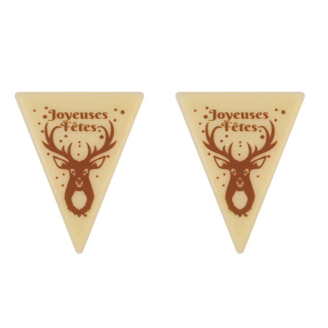 2 Triangles Joyeuses Ftes Petit Bois - Chocolat Blanc 