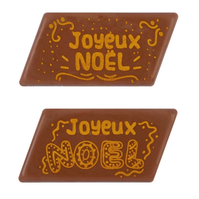 2 Plaques Joyeux Nol March de Nol (5, 5 cm) - Chocolat au Lait 