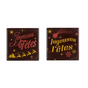 2 Embouts pour Bûchettes Joyeuses Fêtes (5 cm) - Chocolat Noir