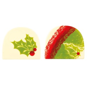 2 Embouts de Bche Feuille de Houx (7,7 cm) - Chocolat Blanc