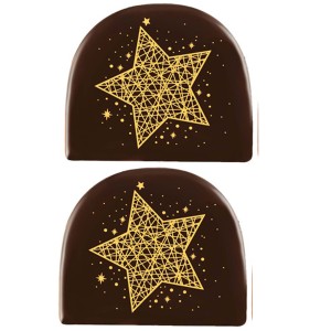 2 Embouts de Bûche Etoile Or (7,7 cm) - Chocolat Noir