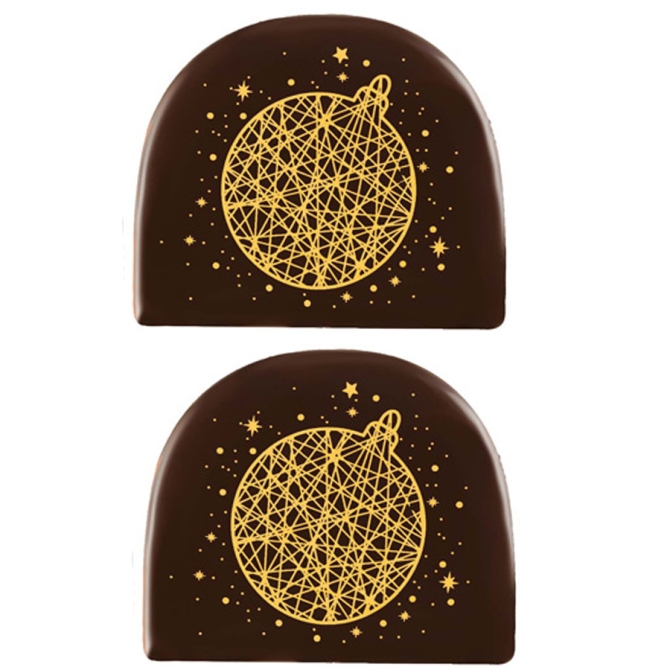 2 Embouts de Bûche Boule Or (7, 7 cm) - Chocolat Noir 