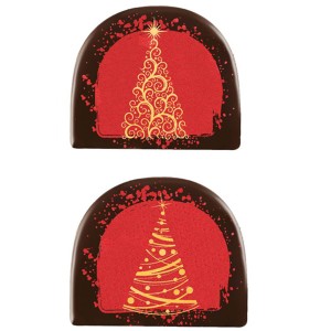 2 Embouts de Bûche Sapin Arabesque (7,7 cm) - Chocolat Noir