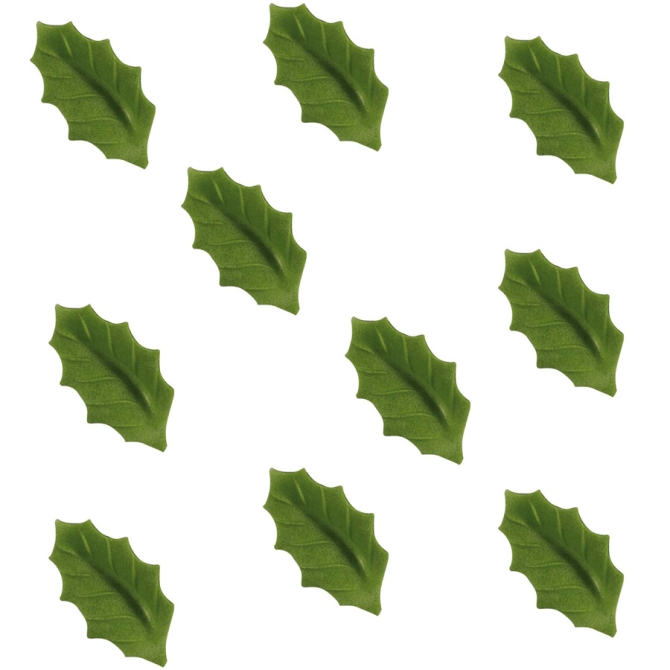 10 Feuilles de Houx Vert Fonc (4, 7 cm) - Azyme 