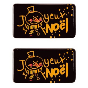 2 Plaquettes Joyeux Nol Bonhomme de Neige (5,5 cm) - Chocolat Noir