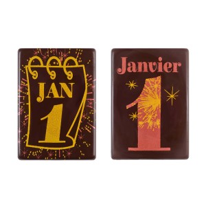 2 Plaquettes 1er Janvier (6 cm) - Chocolat Noir