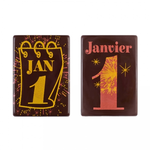 2 Plaquettes 1er Janvier (6 cm) - Chocolat Noir 