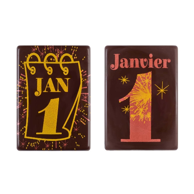 2 Plaquettes 1er Janvier (6 cm) - Chocolat Noir 