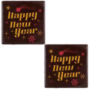 2 Carrés Happy New Year (5 cm) - Chocolat Noir