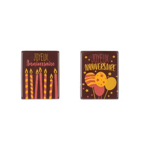 2 Plaquettes Joyeux Anniversaire (5,2 cm) - Chocolat Noir