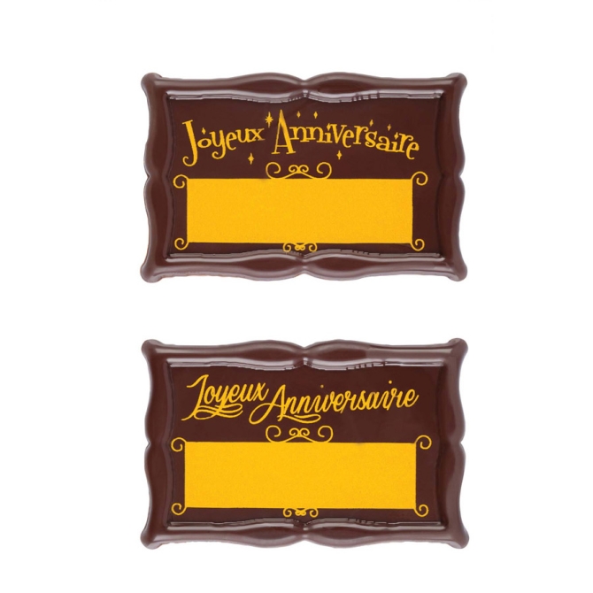 2 Plaquettes Joyeux Anniversaire A Graver (8, 8 cm) - Chocolat Noir 