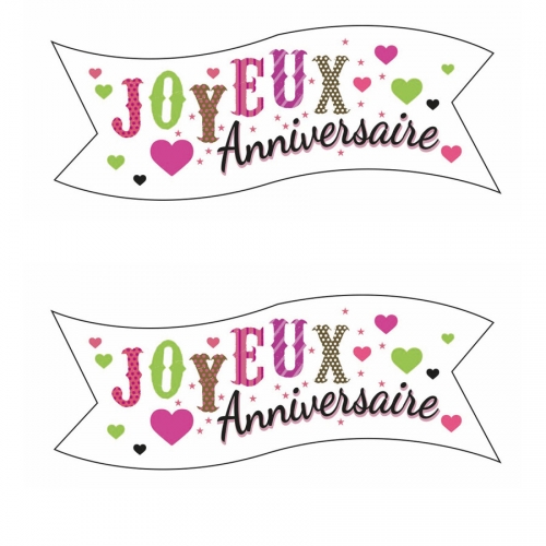 2 Banderoles Joyeux Anniversaire Coeur 9 4 Cm Azyme Pour L Anniversaire De Votre Enfant Annikids