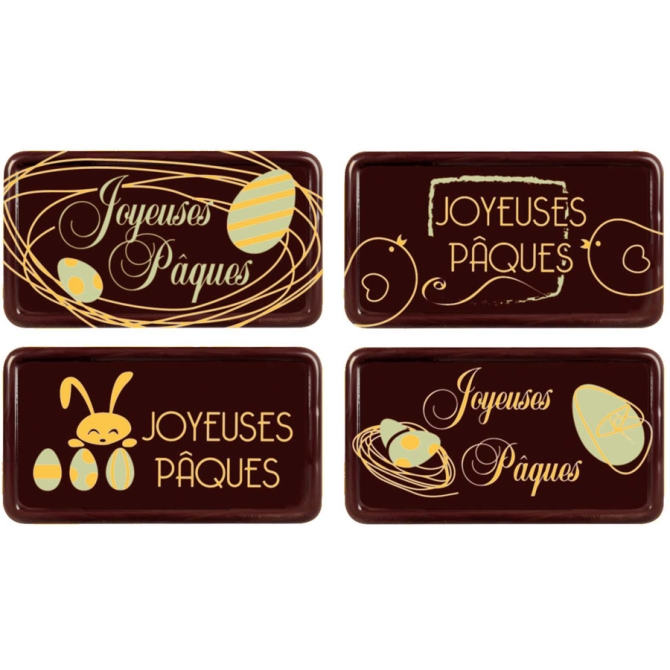 4 Plaquettes Joyeux Pques (5, 5 cm) - Chocolat Noir 