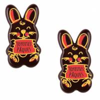 2 Petits Lapins Joyeuses Pques (4,3 cm) - Chocolat