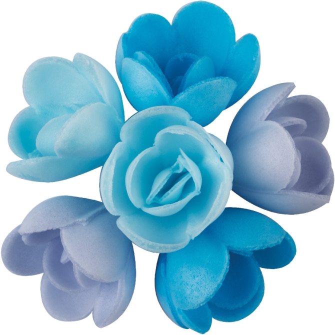 6 Mini Roses Bleu (3 cm) - Azyme 