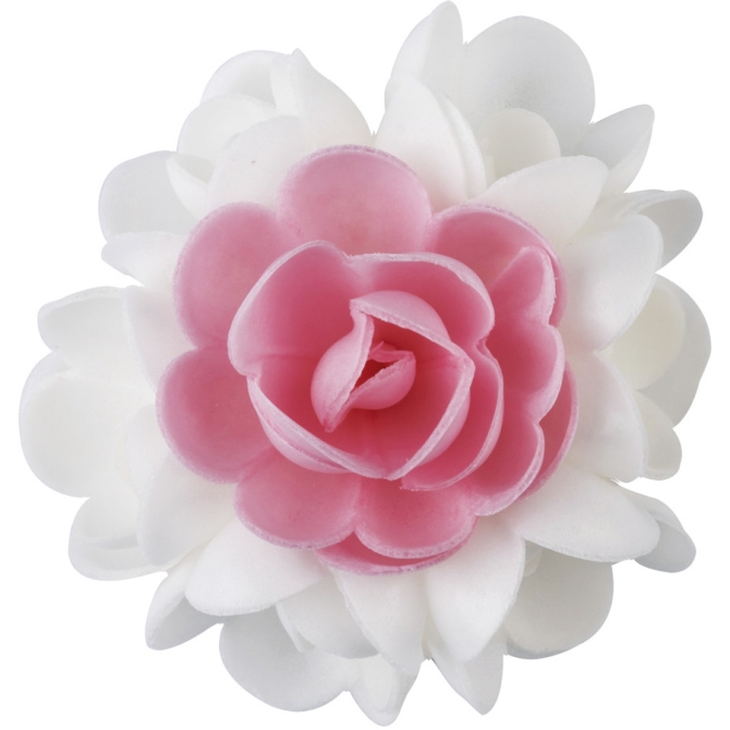 1 Bouquet de Roses Rose et Blanc (10 cm) - Azyme 