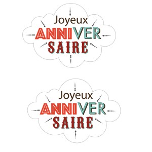 2 Sihouettes Nuages Joyeux Anniversaire (7,7cm) - Azyme