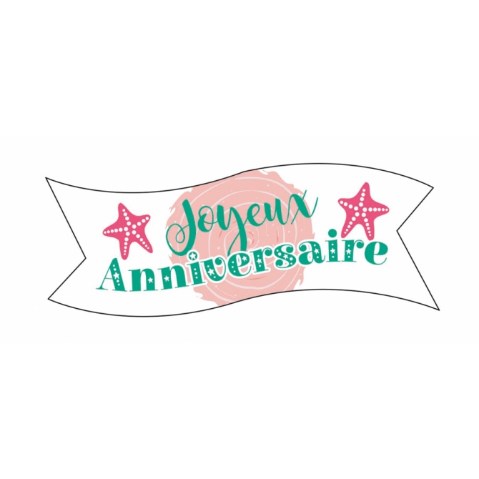 1 Banderole Joyeux Anniversaire Sirène (9, 4 cm) - Azyme 