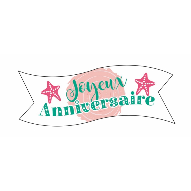 1 Banderole Joyeux Anniversaire Sirne (9, 4 cm) - Azyme 