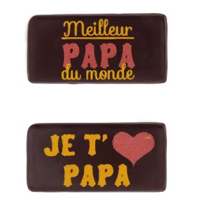 2 Plaquettes Meilleur Papa du Monde/Je t'aime Papa  (4cm) - Chocolat