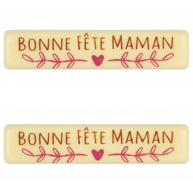 2 Plaquettes Bonne Fte Maman (7 cm) - Chocolat Blanc 