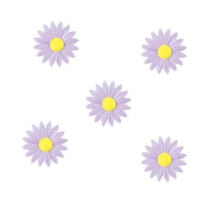 5 Petites Marguerites Lilas  Coeur Jaune (4,5 cm) - Azyme