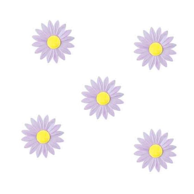 5 Petites Marguerites Lilas  Coeur Jaune (4, 5 cm) - Azyme 