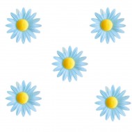 5 Petites Marguerites Bleues à Coeur Jaune (4,5 cm) - Azyme
