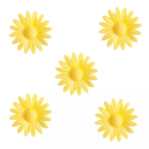 5 Petites Marguerites Jaunes  Coeur Jaune (4, 5 cm) - Azyme 