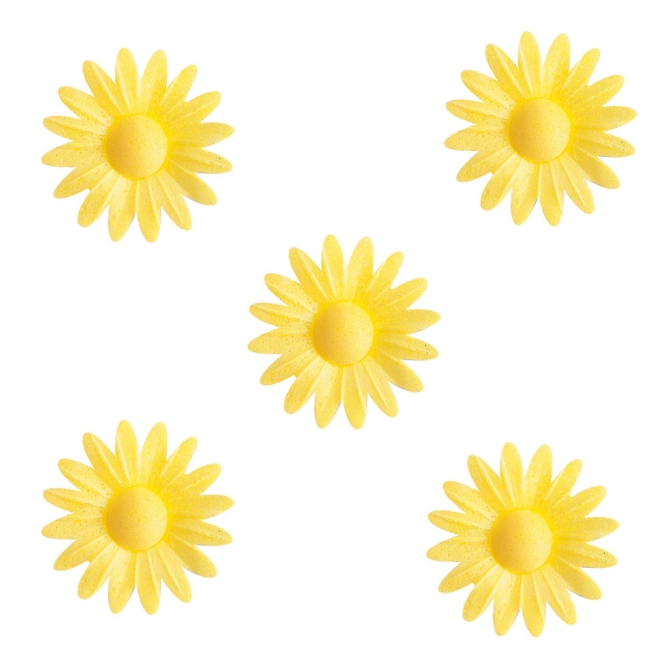 5 Petites Marguerites Jaunes  Coeur Jaune (4, 5 cm) - Azyme 