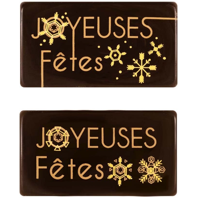 2 Plaquettes Joyeuses Fêtes Flocons - Chocolat Noir 