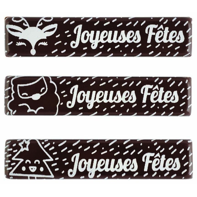 3 Plaquettes Joyeux Noël Neigeux - Chocolat Noir 