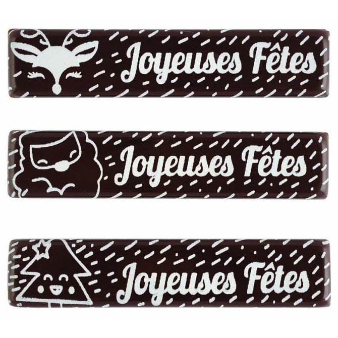 3 Plaquettes Joyeux Nol Neigeux - Chocolat Noir 