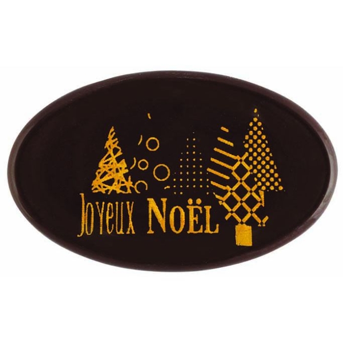 2 Plaquettes Ovales Joyeuses Ftes Sapin  - Chocolat Noir 