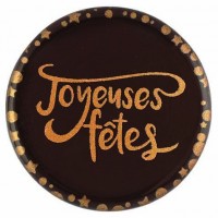 2 Mini Disques Joyeuses Ftes Scintillant  - Chocolat Noir