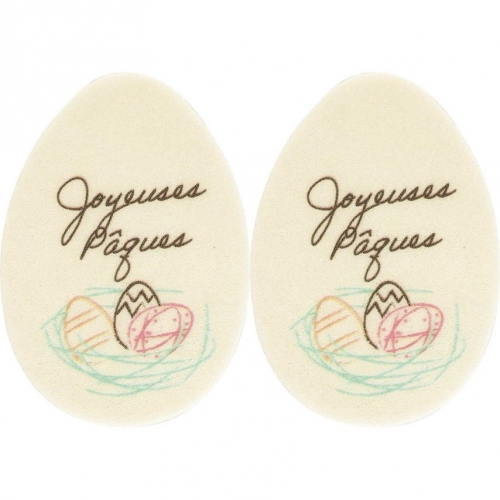 2 Oeufs Joyeuses Pques (7,5 x 5,5 cm) - Azyme 