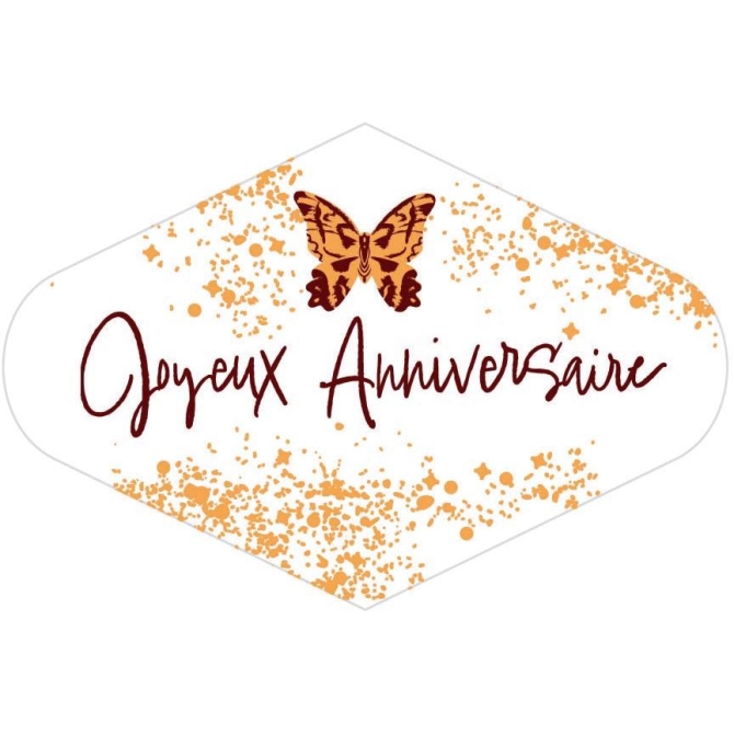 1 Plaquette Losange Joyeux Anniversaire Papillon (7, 5 x 4, 8 cm) - Azyme 