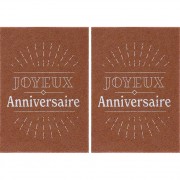 2 Plaquettes Joyeux Anniversaire  (6,1 x 4,3 cm) - Azyme