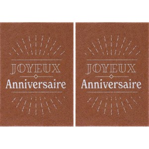 2 Plaquettes Joyeux Anniversaire  (6,1 x 4,3 cm) - Azyme