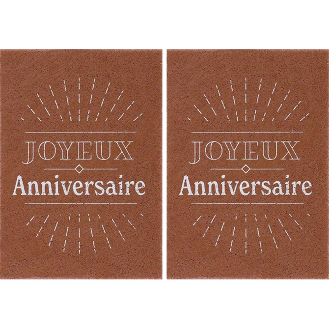 2 Plaquettes Joyeux Anniversaire  (6, 1 x 4, 3 cm) - Azyme 