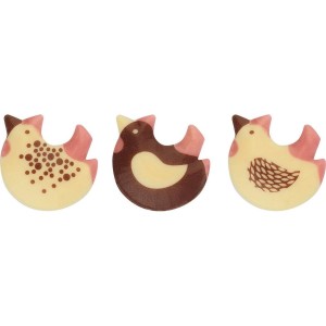 3 Poules (3,5 x 3,6 cm) - Chocolat Blanc