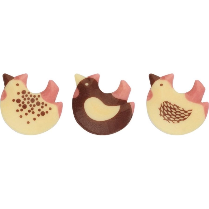 3 Poules (3, 5 x 3, 6 cm) - Chocolat Blanc 