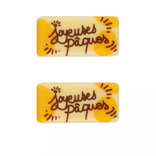 2 Plaquettes Joyeuses Pques Crayonn (4 cm) - Chocolat Blanc 